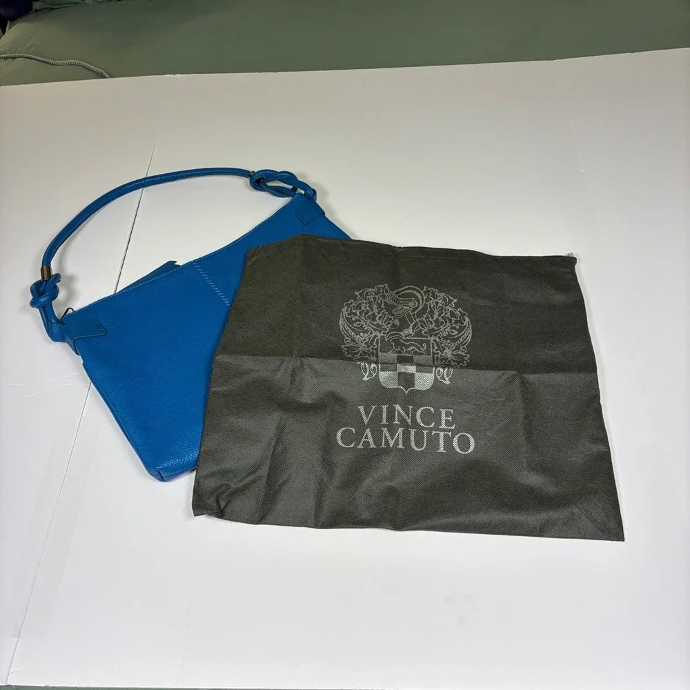 Vince Camuto Purse Blue Leather Handbag with dust bag Old‎ Money Quiet Luxury